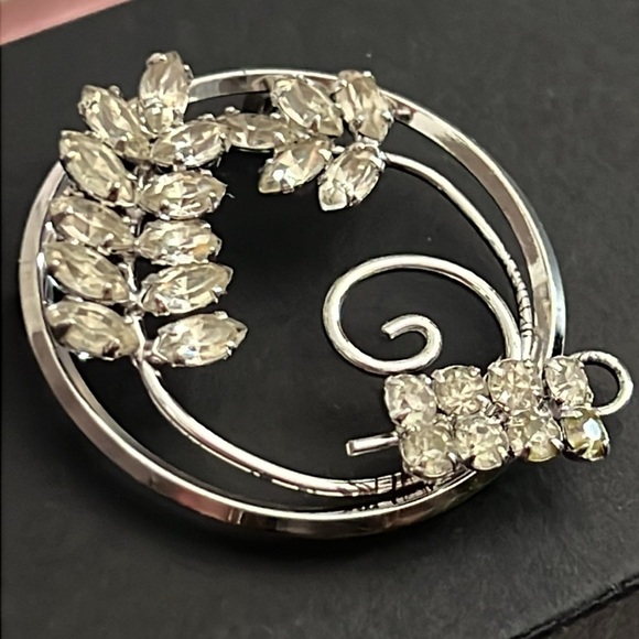 Sterling ART DECO 925 RHINESTONE BROOCH/PENDANT - Picture 2 of 9